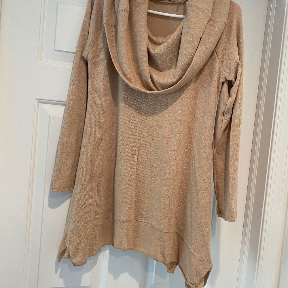Soft Surrounding tan sweater with cowl neck